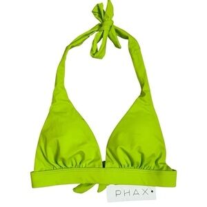 PHAX Cyber Lime Ots Banded Halter Swim Top